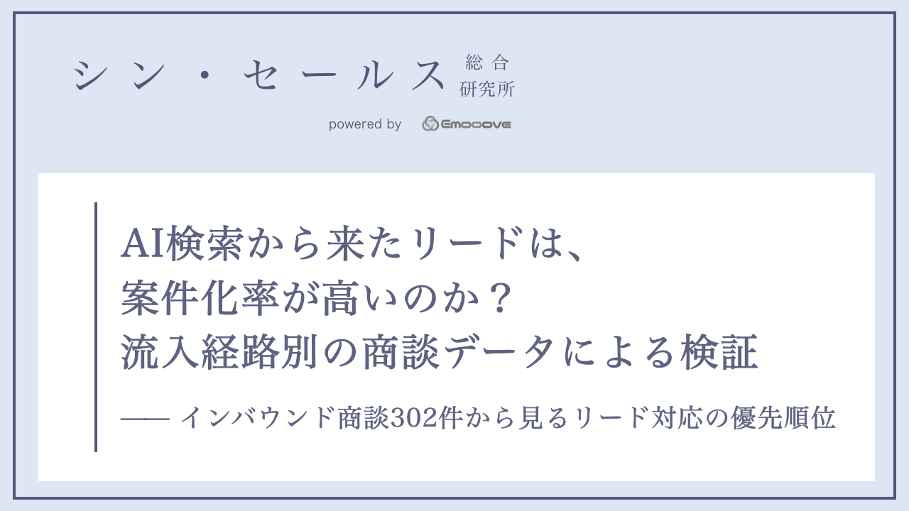 AI検索から来たリードは、案件化率が高いのか? 流入経路別の商談データによる検証 ―― インバウンド商談302件から見るリード対応の優先順位