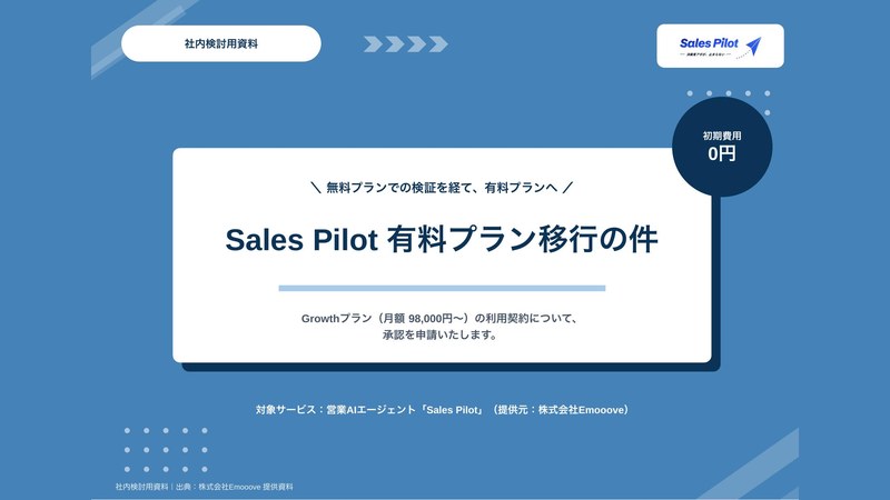 Sales Pilot 有料プラン移行 稟議資料